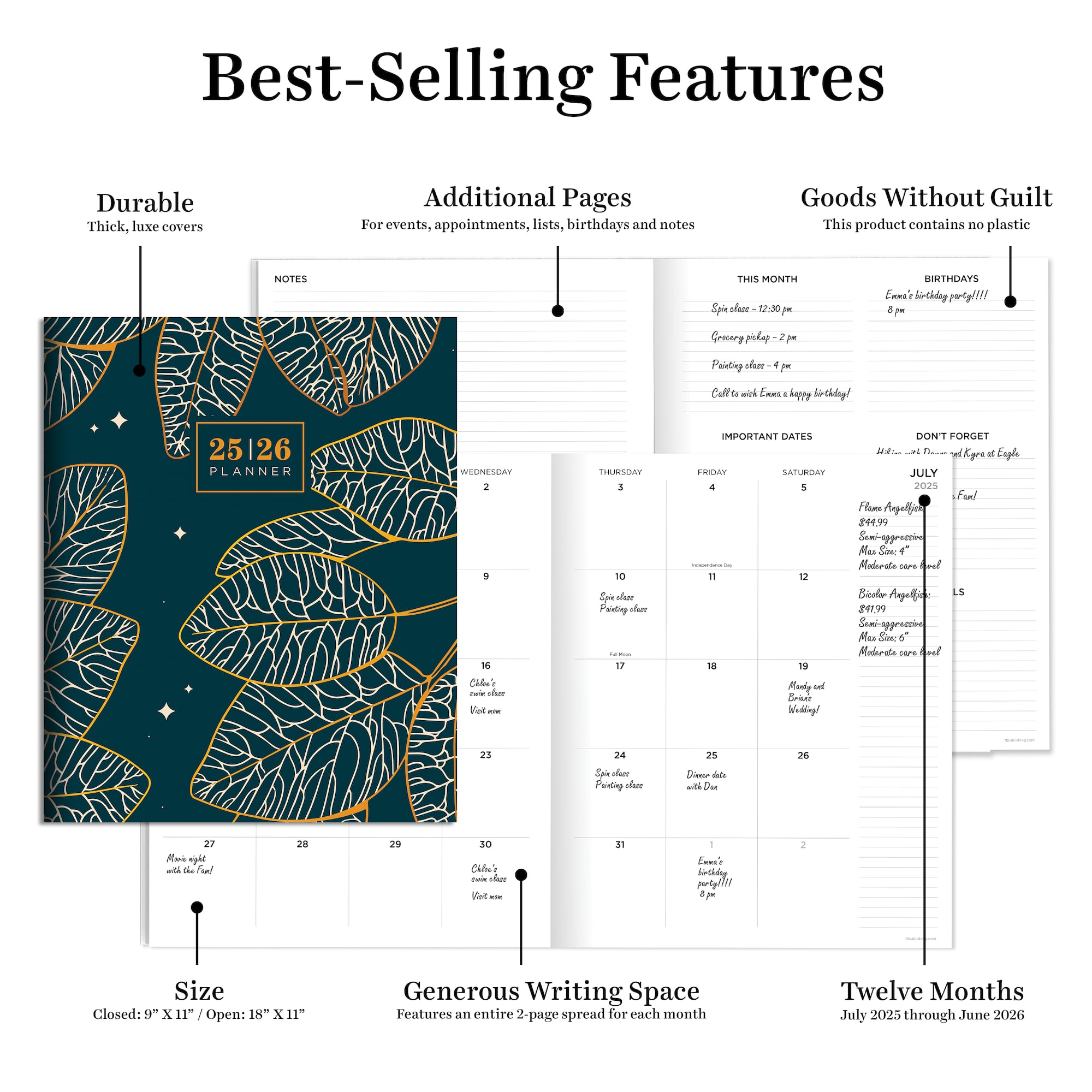 TF Publishing 2025-2026 Night Foliage Large Monthly Planner